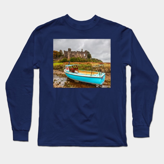 Laugharne Castle, Laugharne, Carmarthenshire, Wales Long Sleeve T-Shirt by tommysphotos